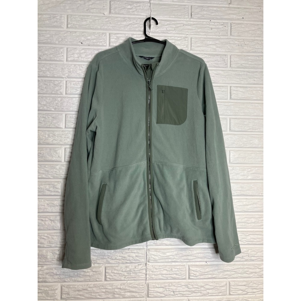 Eddie Bauer Fleece Jacket Women XL Green Excellent Full Zip Thumbhole EB006699β